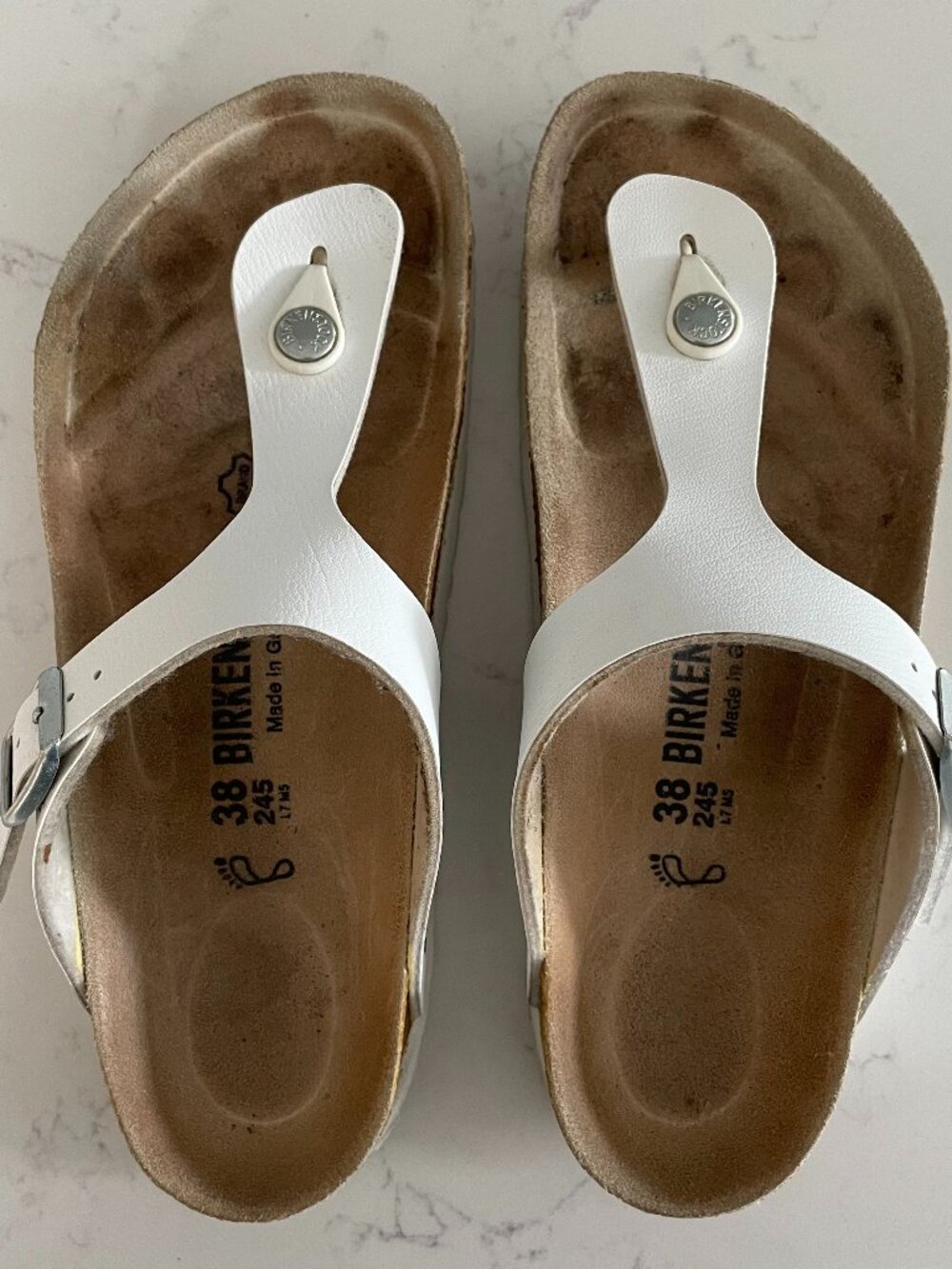 Birkenstock Gizeh 245 Soft Footbed RFit Vegan Leather Thong Style Sandals Wht 38
